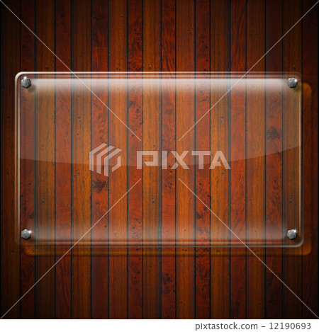 Glass Plate on Wood Background 12190693