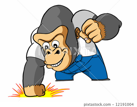 Chibi punch gorilla with gray shadow 12191004