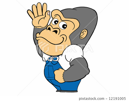 Chibi pose gorilla gray 12191005