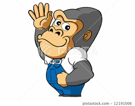 Chibi pose gorilla with gray shadow 12191006