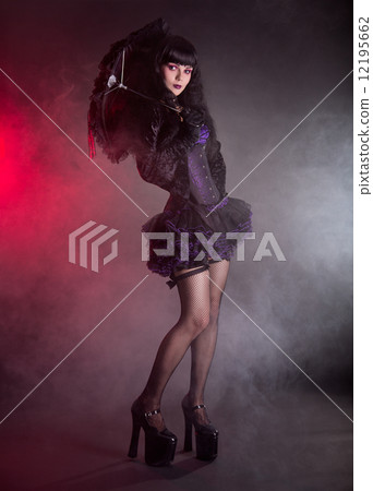 Gothic Lolita girl with lace umbrella Gothic Lolita girl with lace umbrella 12195662