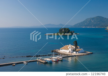 scene of Vlacherna monastery, Kanoni, Corfu 12196740