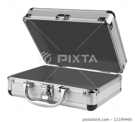 Opened Aluminum suitcase Opened Aluminum suitcase 12199460