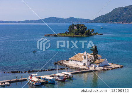 scene of Vlacherna monastery, Kanoni, Corfu 12200553
