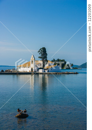 scene of Vlacherna monastery, Kanoni, Corfu 12201009