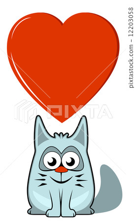 cartoon cat with big heart 12203058