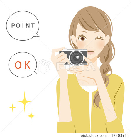 A smiling woman holding a positive parts camera 12203561