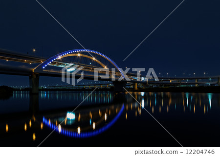 Night view of Jiangbei junction and light-up Goshiki Sakura Ohashi 12204746
