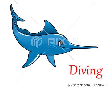 Cartoon swordfish character 12206299