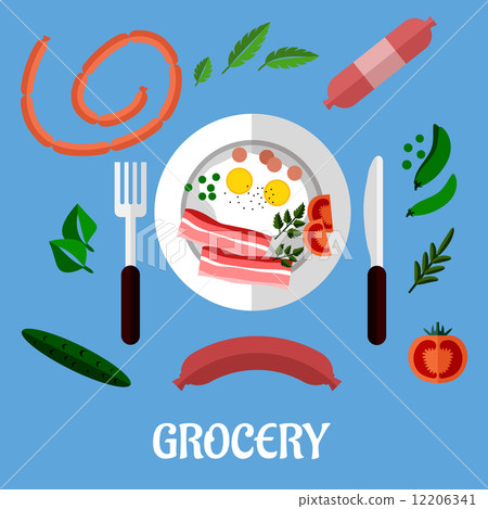 Breakfast with groceries flat design 12206341