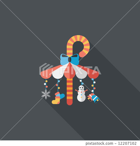 Decorative candy cane flat icon with long... - Stock Illustration ...