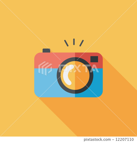 camera flat icon with long shadow - Stock Illustration [12207110] - PIXTA