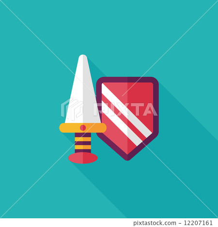 Sword and Shield flat icon with long shadow,eps 10 12207161