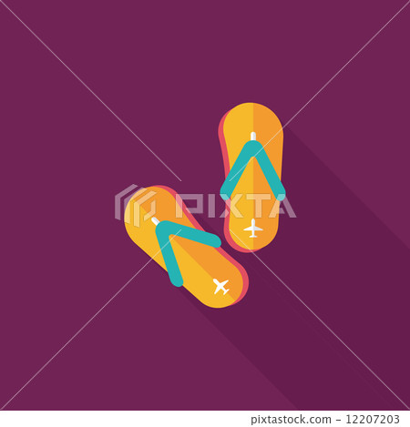 flip flop flat icon with long shadow - Stock Illustration [12207203 ...