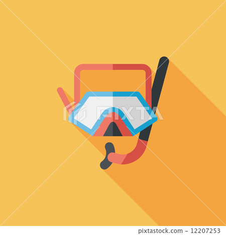 Mask and snorkel flat icon with long shadow 12207253