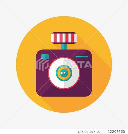 camera flat icon with long shadow - Stock Illustration [12207360] - PIXTA