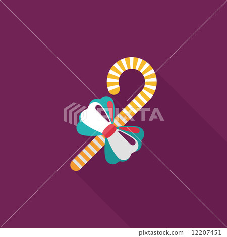 Christmas candy cane flat icon with long shadow,eps10 12207451
