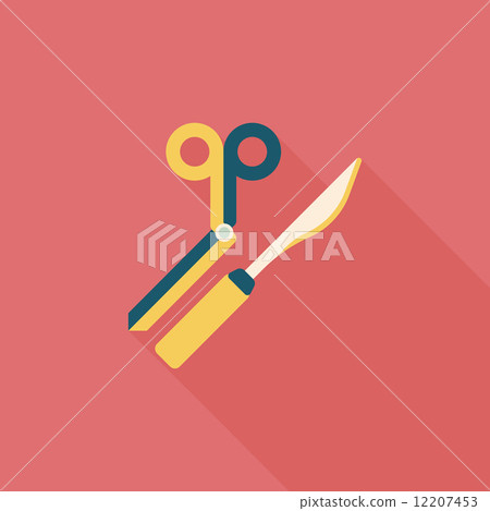 Surgical Instrument flat icon with long shadow 12207453