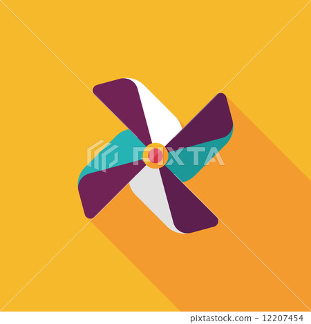 Windmill flat icon with long shadow 12207454