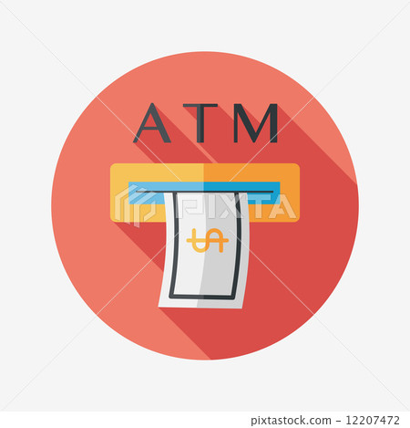 atm flat icon with long shadow 12207472