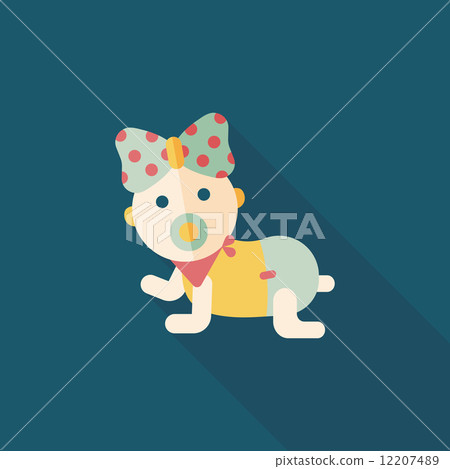 baby rattle flat icon with long shadow,eps10 12207489