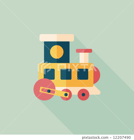 Train toy flat icon with long shadow,EPS 10 12207490