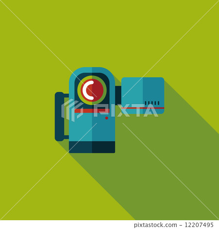 Video camera flat icon with long shadow 12207495