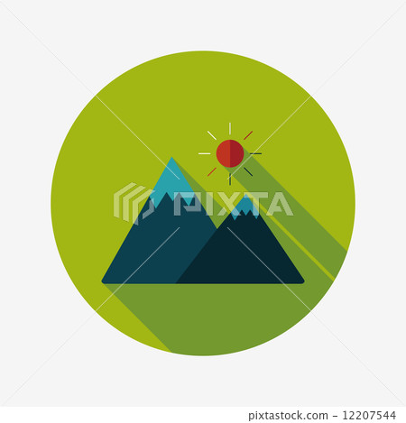 Mountain tourist flat icon with long shadow - Stock Illustration ...