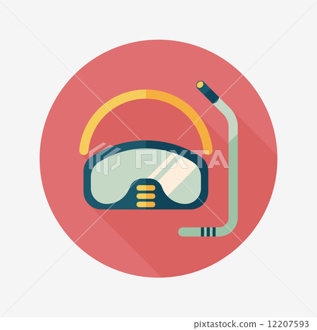 Mask and snorkel flat icon with long shadow 12207593