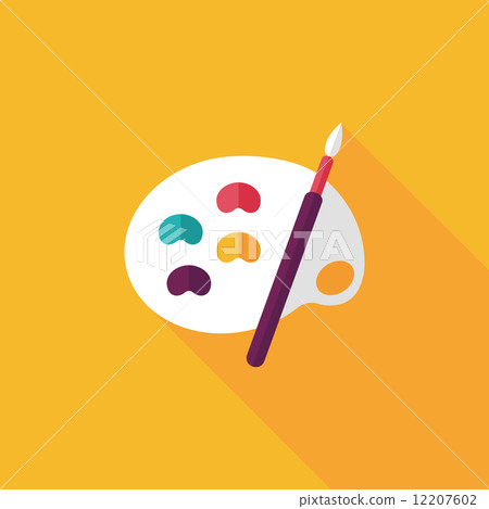 Art palette with paint brush flat icon with long shadow,eps 10 Art palette with paint brush flat icon with long shadow,eps 10 12207602
