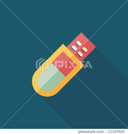 Usb flash memory flat icon with long shadow,eps10 - Stock Illustration ...