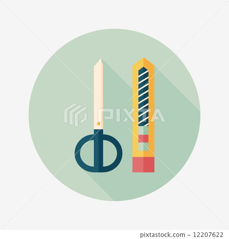 Scissors and paper knife flat icon with long shadow,eps10 12207622