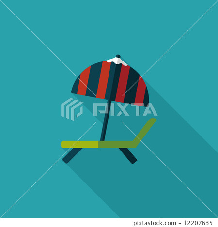 Lounger Beach Sunbed Chair flat icon with long shadow Lounger Beach Sunbed Chair flat icon with long shadow 12207635