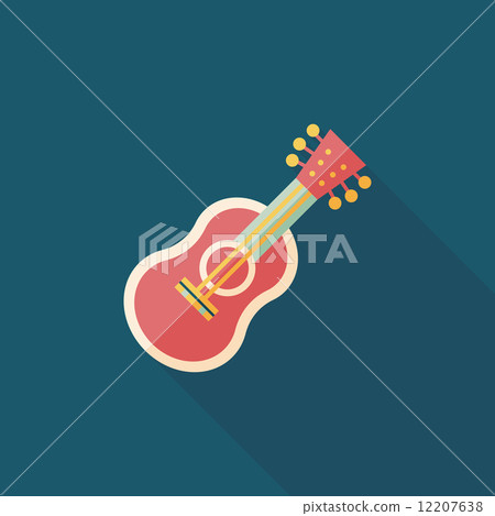 guitar flat icon with long shadow 12207638