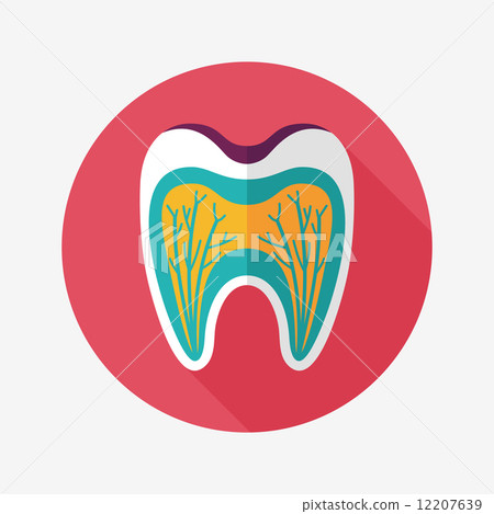 Tooth Flat style Icon with long shadows Tooth Flat style Icon with long shadows 12207639