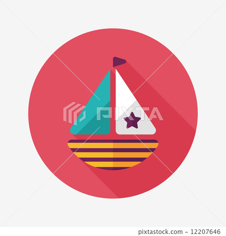 Sailboat flat icon with long shadow,eps10 Sailboat flat icon with long shadow,eps10 12207646