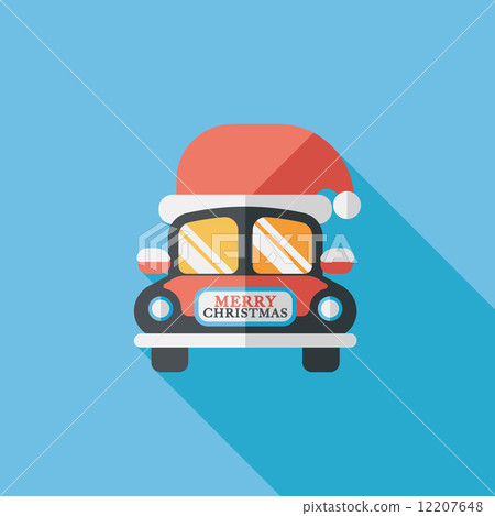 Christmas car flat icon with long shadow eps10 Christmas car flat icon with long shadow eps10 12207648