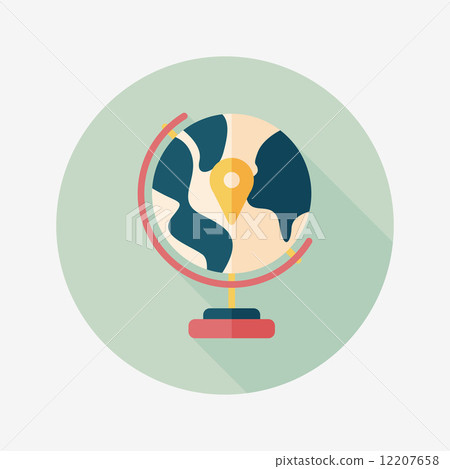 globe icon, flat icon with long shadow - Stock Illustration [12207658 ...