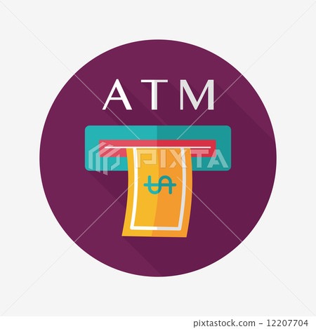 atm flat icon with long shadow 12207704