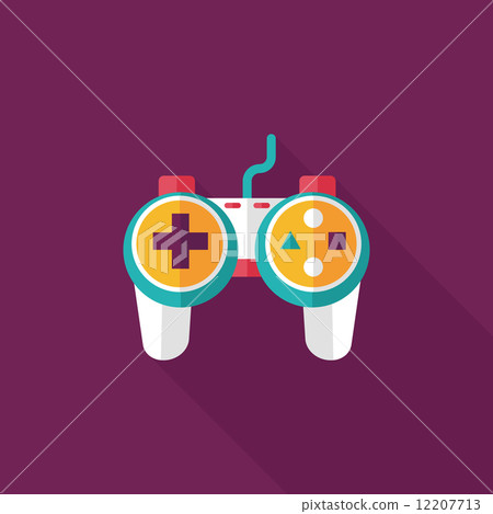Game controller flat icon with long shadow - Stock Illustration ...