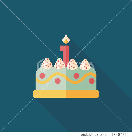 birthday cake flat icon with long shadow,eps10 - Stock Illustration ...