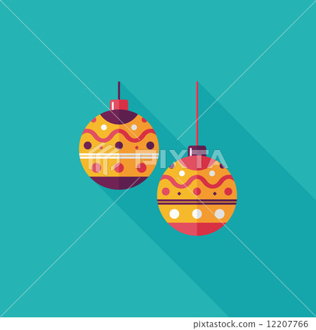 christmas ball flat icon with long shadow,eps10 12207766