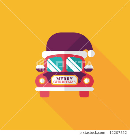 Christmas car flat icon with long shadow eps10 12207832