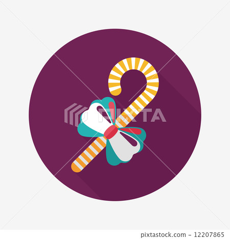 Christmas candy cane flat icon with long... - Stock Illustration ...