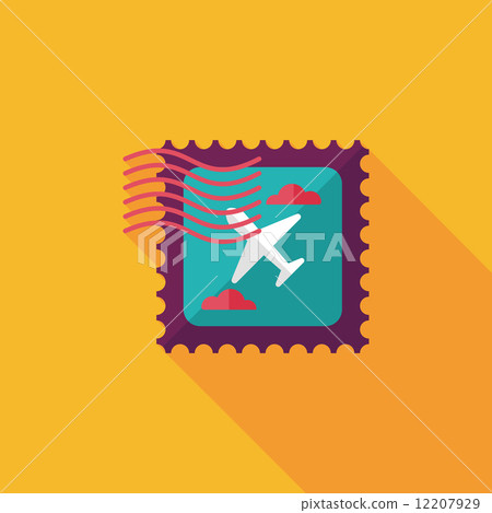 Aircraft stamp flat icon with long shadow Aircraft stamp flat icon with long shadow 12207929