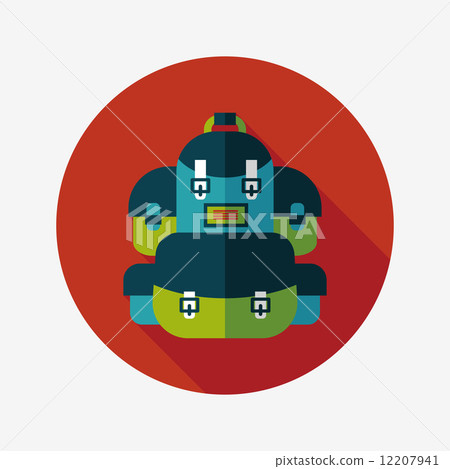 backpack flat icon with long shadow 12207941