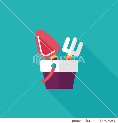 Shovel and bucket toys flat icon with long shadow,eps10 Shovel and bucket toys flat icon with long shadow,eps10 12207965