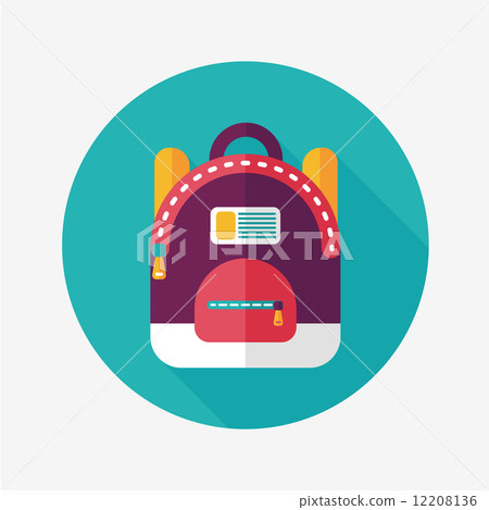 backpack flat icon with long shadow - Stock Illustration [12208136] - PIXTA
