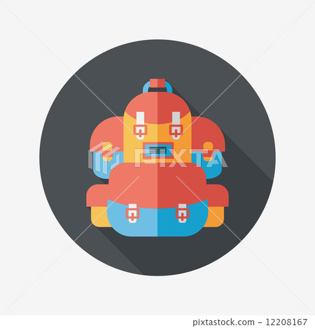 backpack flat icon with long shadow - Stock Illustration [12208167] - PIXTA