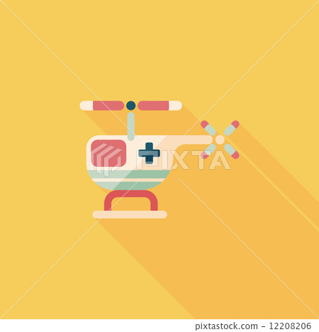 Medical helicopter flat icon with long shadow Medical helicopter flat icon with long shadow 12208206